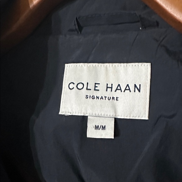 Cole Haan Women Navy Back Bow Packable Detachable hooded Raincoat Size M - Picture 3 of 11
